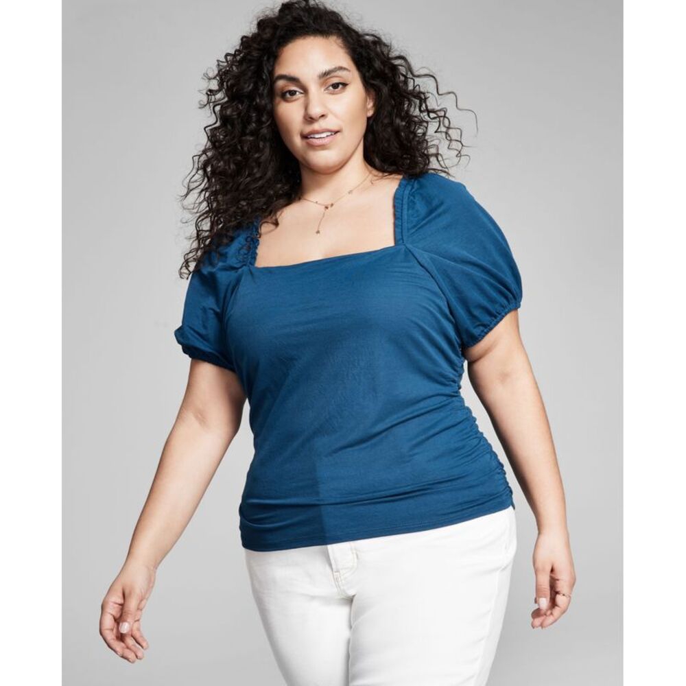And Now This Now This Trendy Plus Size Puff Sleeve Top